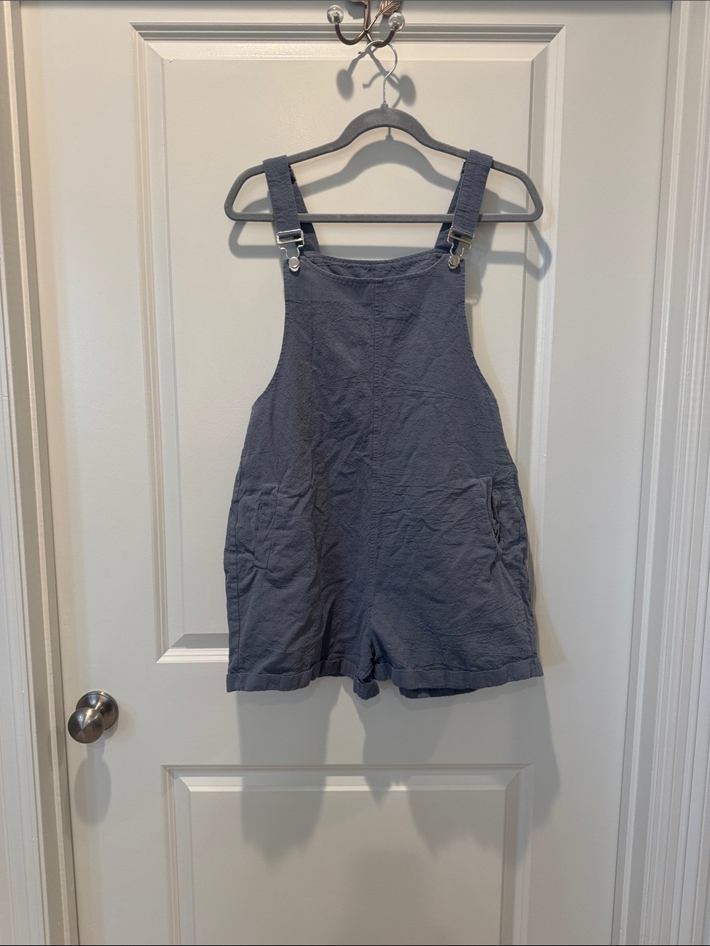 Blue Cotton Overalls Romper